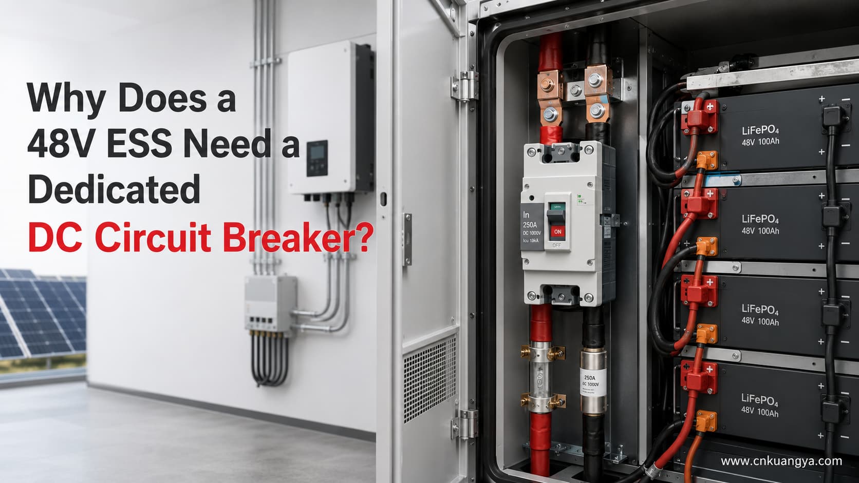 48V DC circuit breaker installed between an ESS battery bank and inverter
