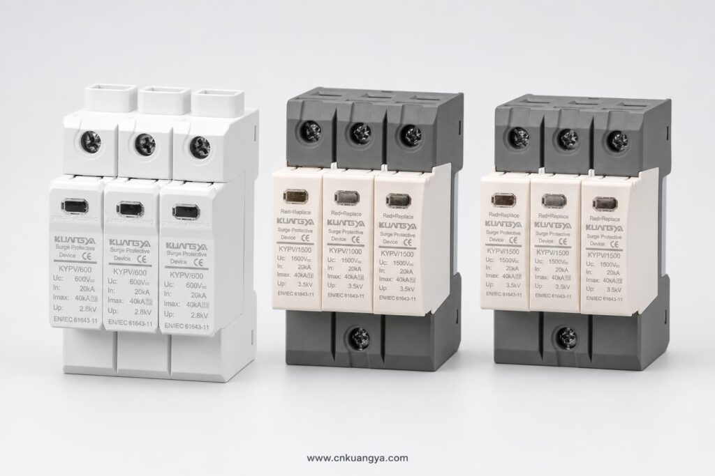600V 1000V and 1500V DC SPD voltage options
