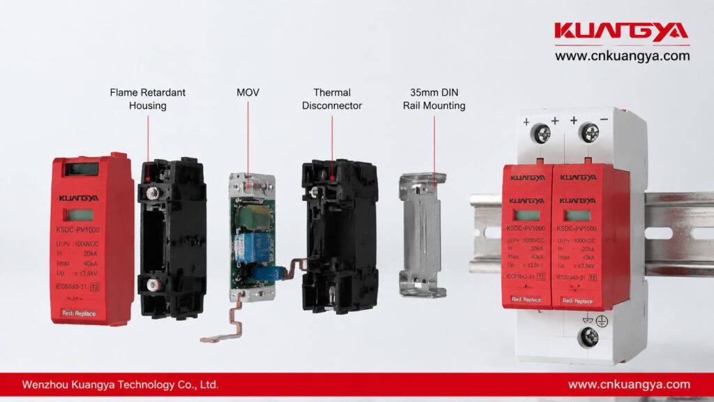 Internal structure of a DC surge protective device