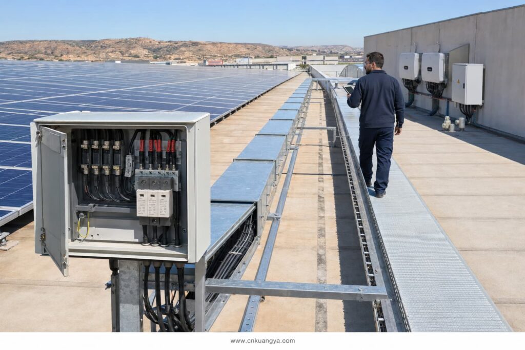 DC SPD placement along a long photovoltaic cable route