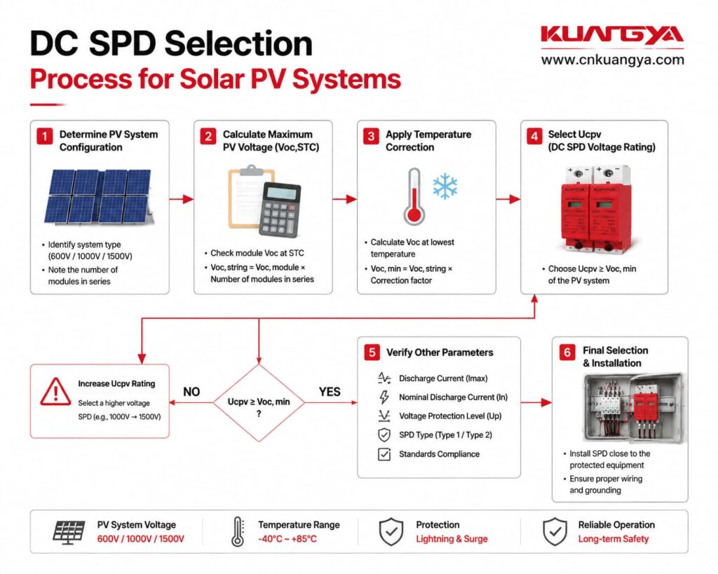DC SPD selection process for solar PV systems