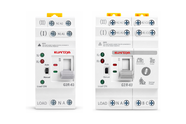 kuangya-g2r-63-2p-4p-combined-v1 Kuangya G2R-63 automatic transfer switches, front views