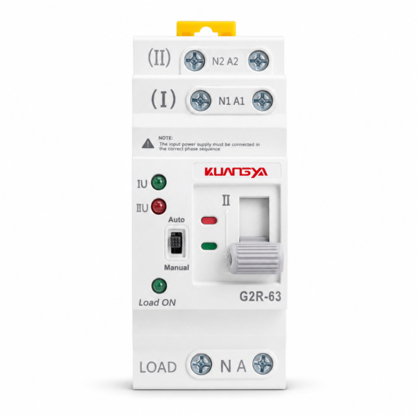 kuangya-g2r-63-2p-front-v1 KUANGYA G2R-63 2P automatic transfer switch front view