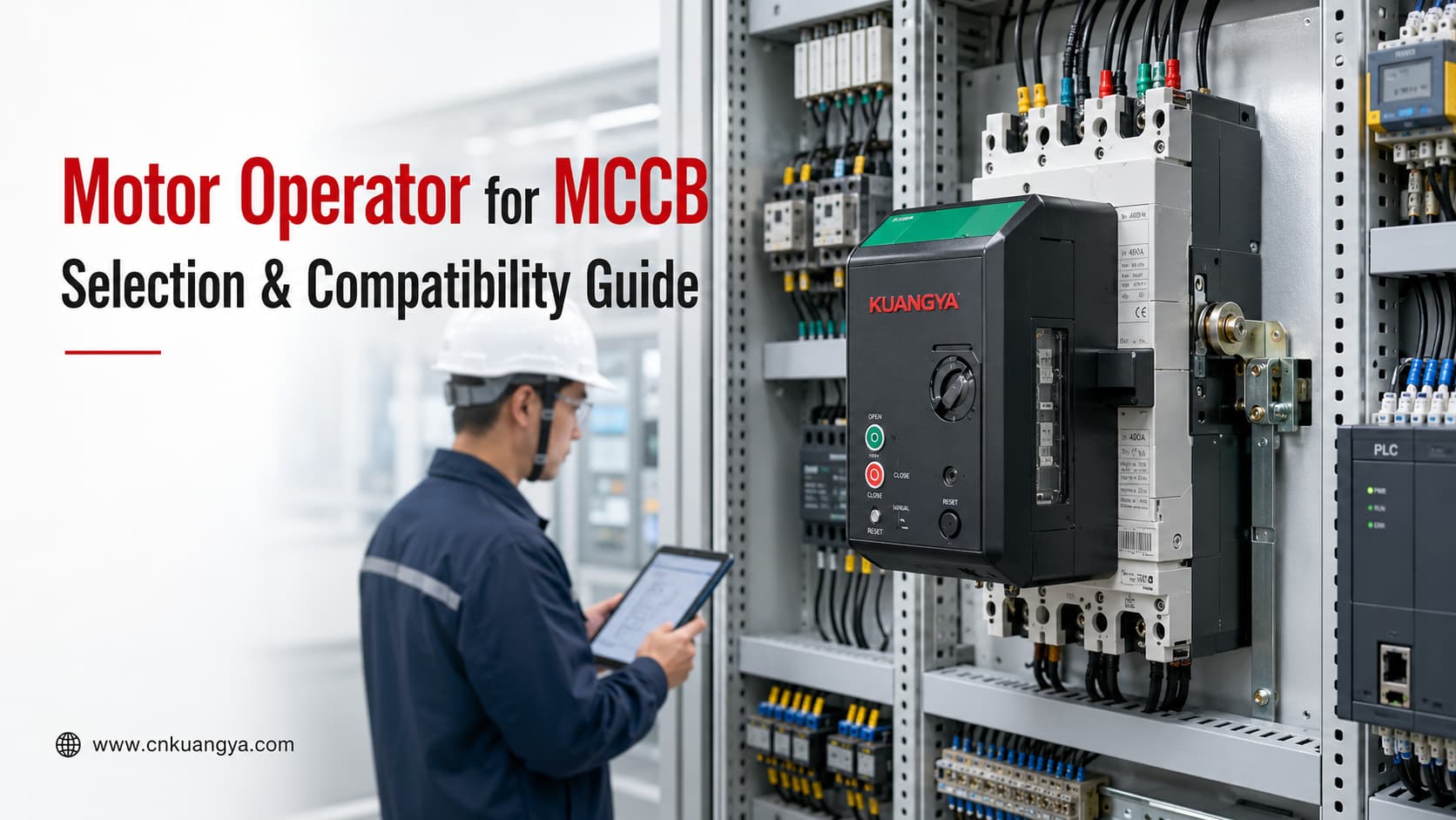 Motor operator for MCCB installed in an industrial control panel