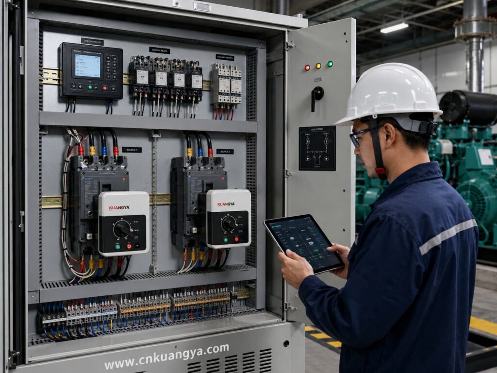 Motorized MCCBs used in an ATS and generator control system