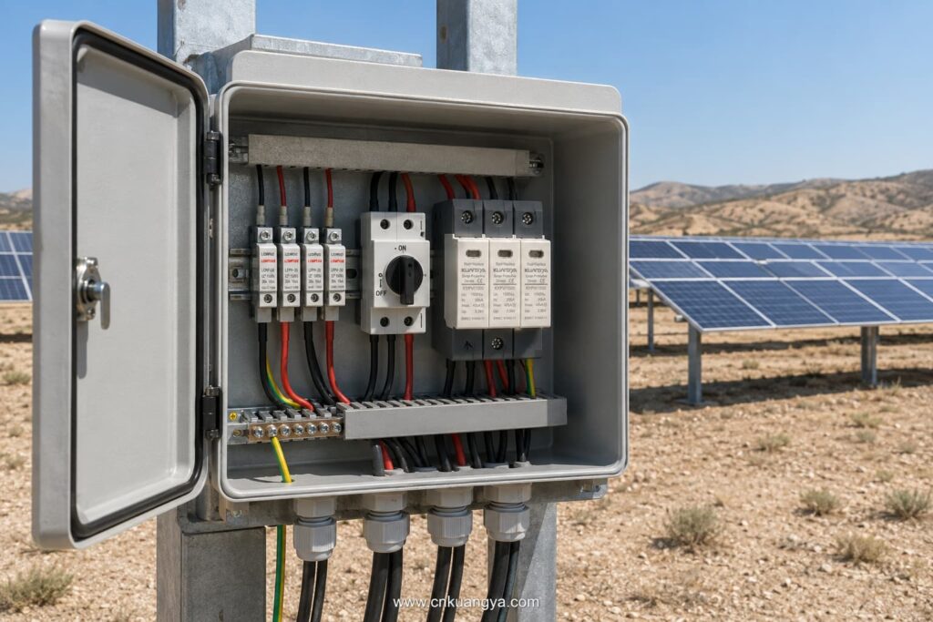 Outdoor enclosure for a photovoltaic DC SPD in Spain