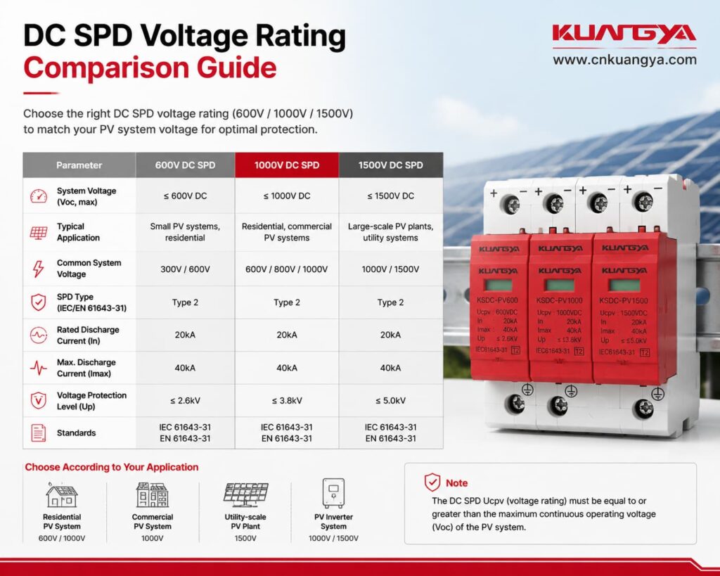 PV system voltage calculation for DC SPD selection