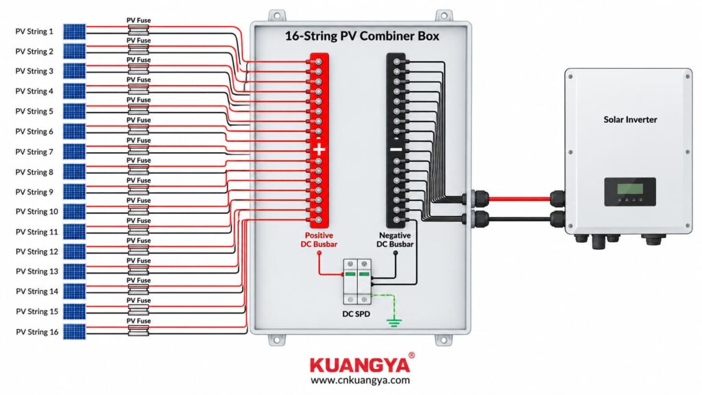 16 string PV combiner box working diagram