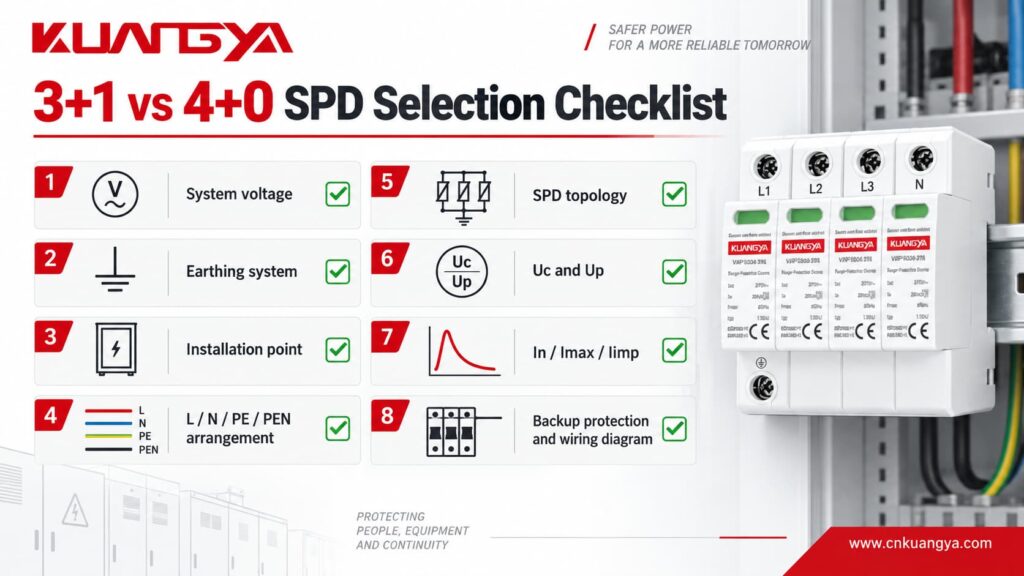 3+1 vs 4+0 SPD selection checklist for TT and TN-S systems