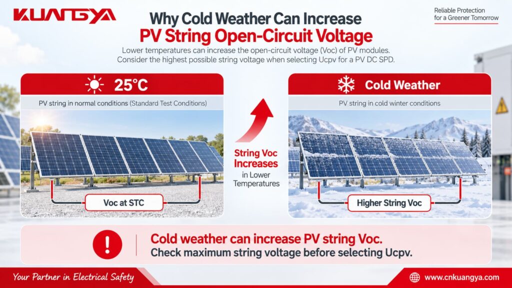 Cold weather increases PV string Voc when selecting SPD Ucpv