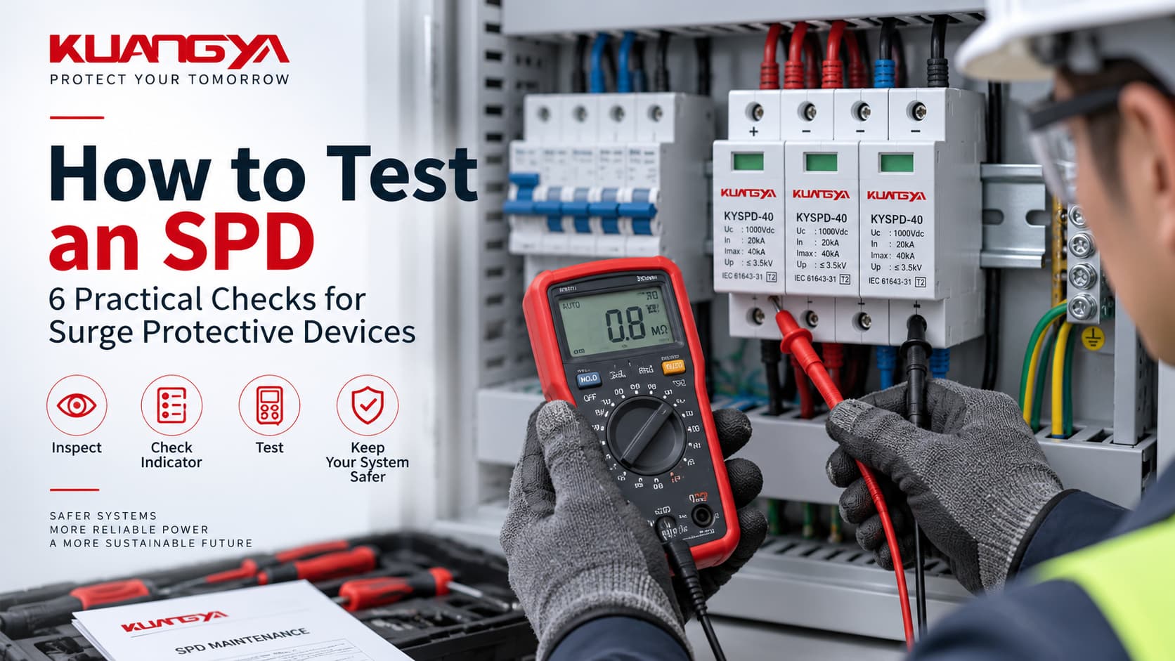 how to test an SPD with a multimeter in an electrical panel