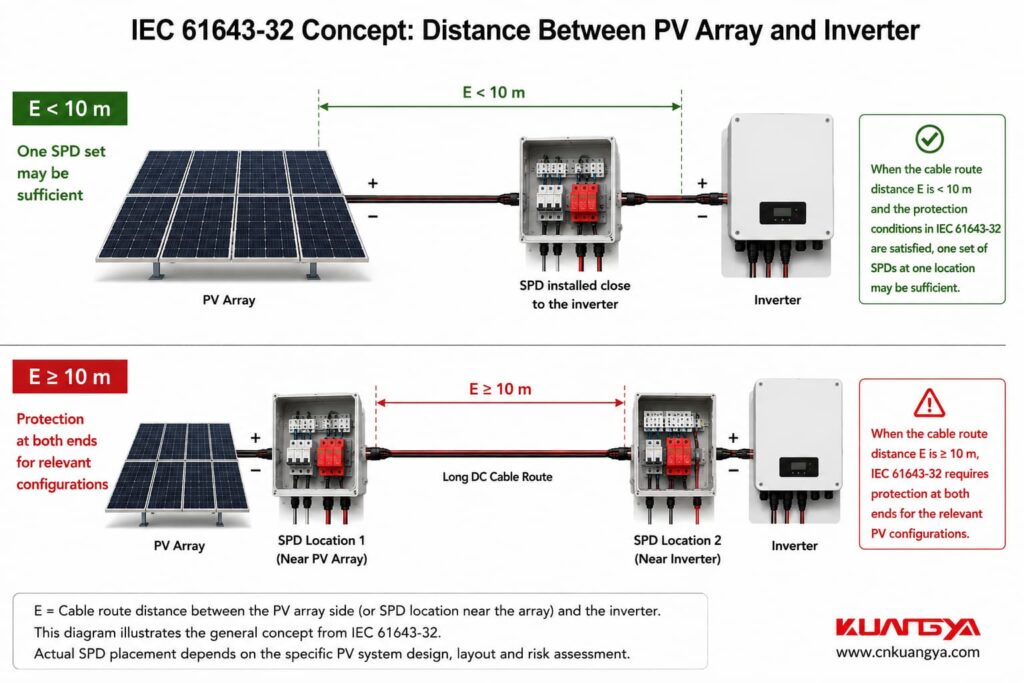 IEC 61643-32 10 m SPD distance from inverter illustration
