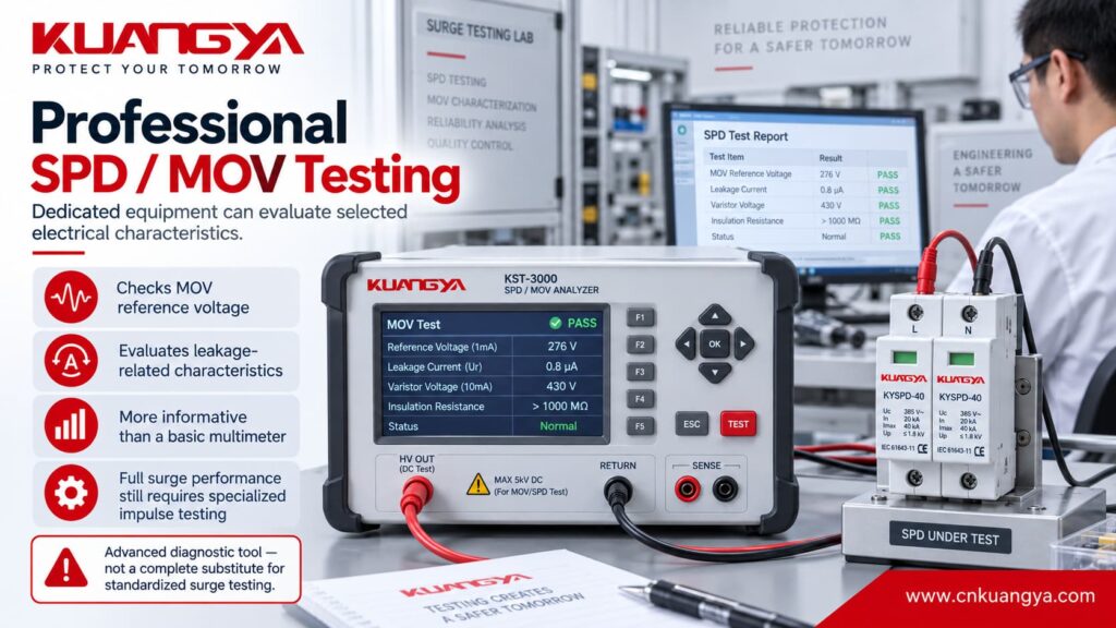 professional SPD and MOV testing equipment in an electrical laboratory