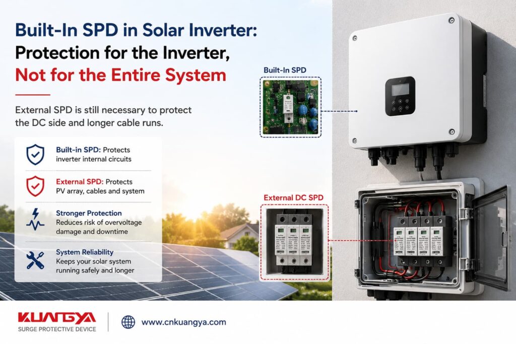 PV combiner box with DC SPD fuse holders and isolator