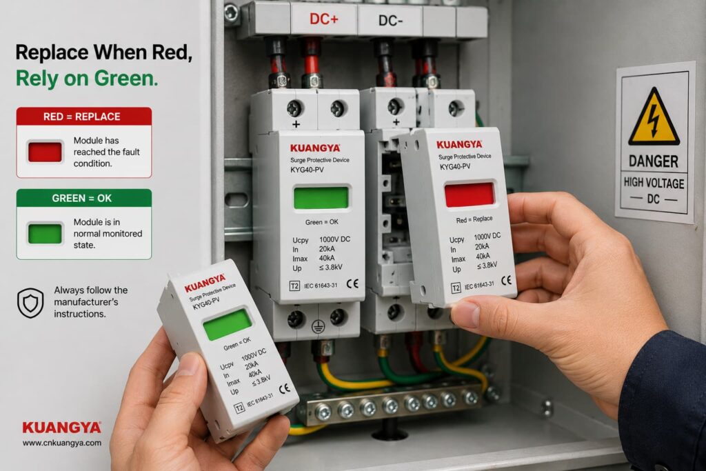 Replacing a modular SPD cartridge after the status indicator turns red