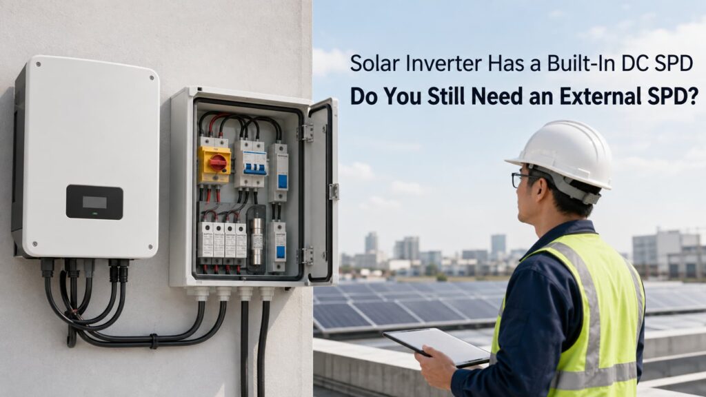 Solar inverter built-in SPD compared with an external DC SPD