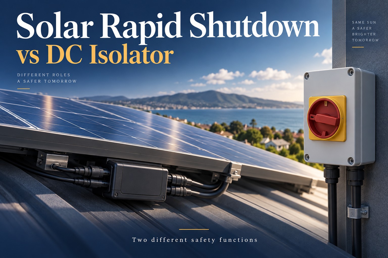 Solar rapid shutdown vs DC isolator comparison on a rooftop PV system