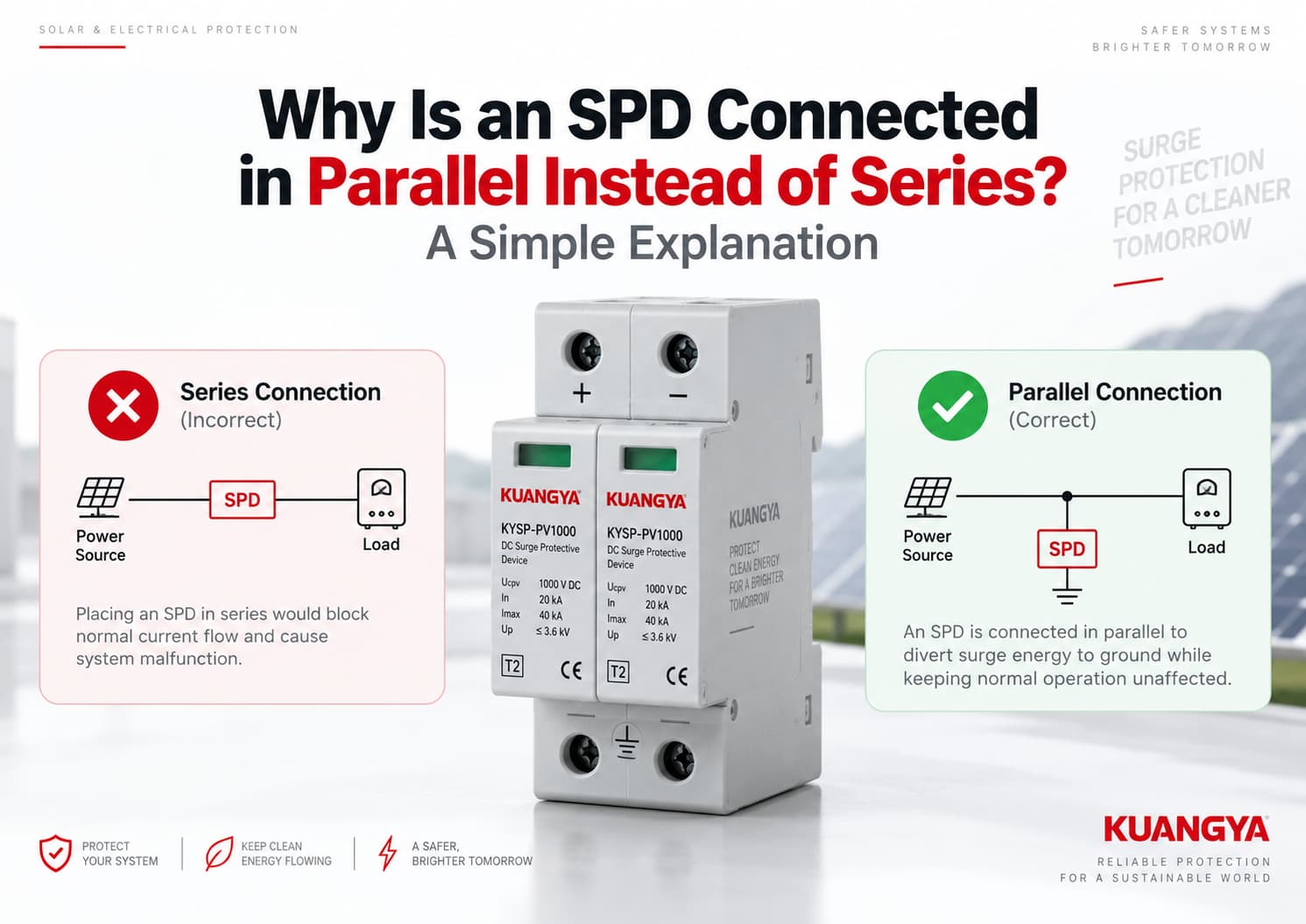 SPD connected in parallel instead of series wiring comparison