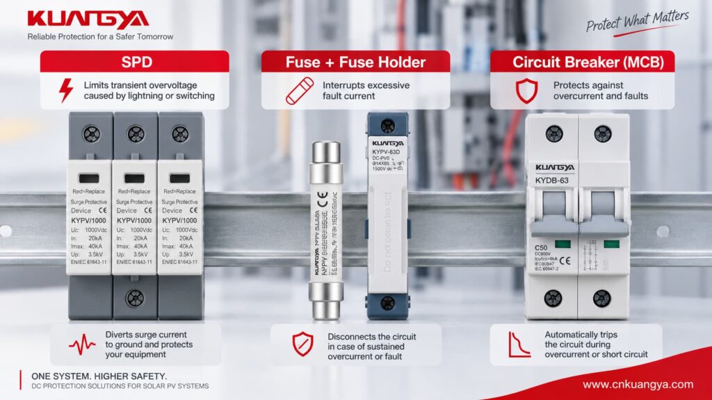 SPD fuse and circuit breaker protection device comparison
