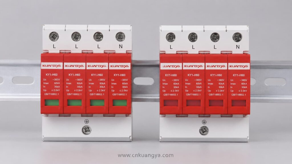 SPD green and red status indicator comparison for checking SPD failure