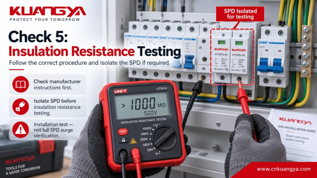 insulation resistance testing precautions for SPD