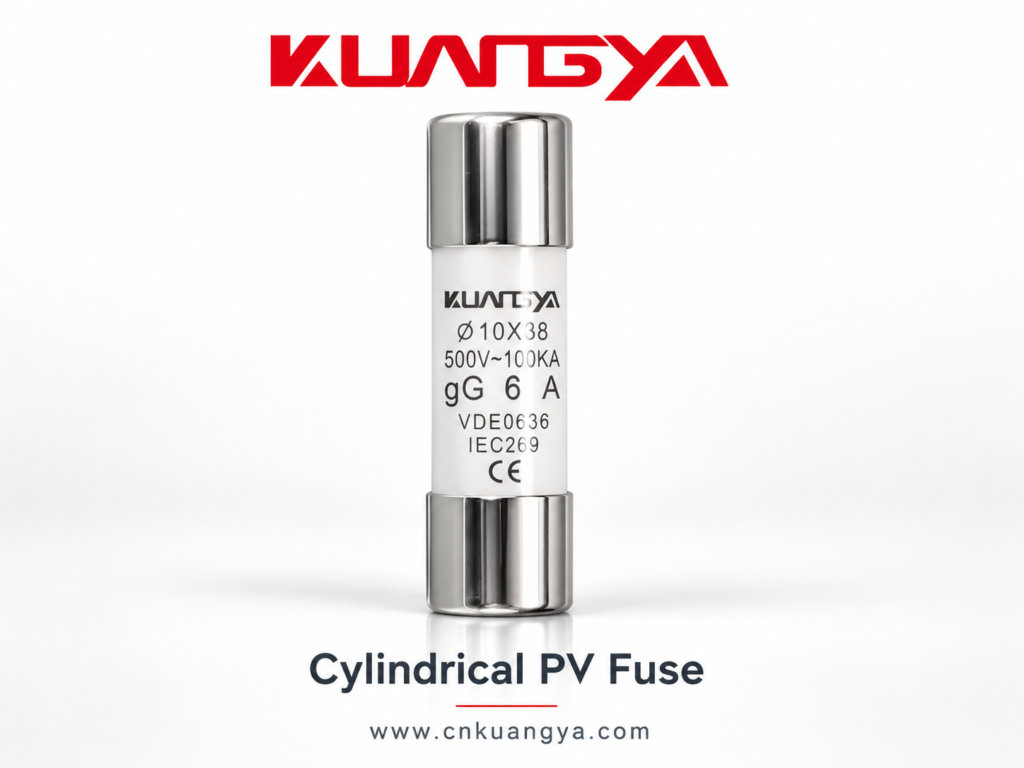 Cylindrical PV fuse product used for solar DC protection
