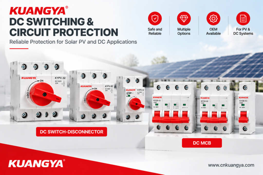 KUANGYA DC switch disconnector and DC MCB product range