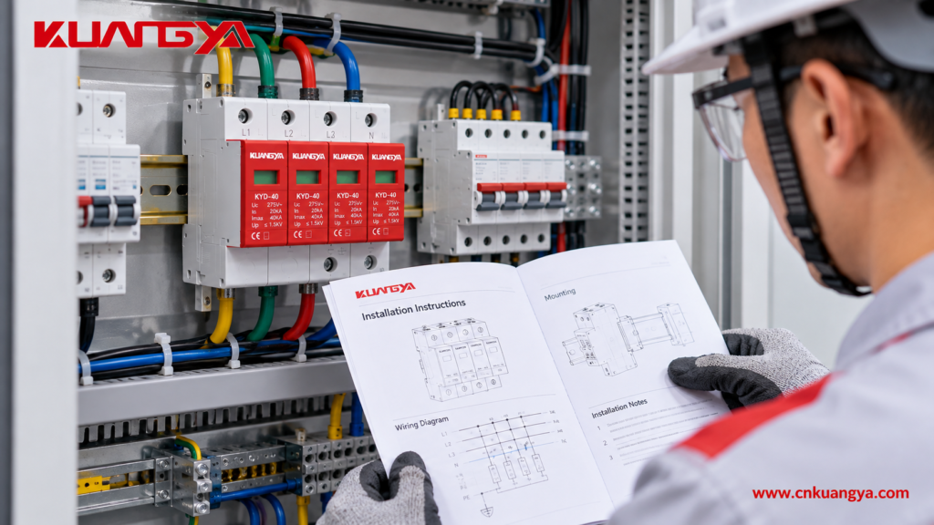 KUANGYA surge protective device installation manual and electrical panel wiring review