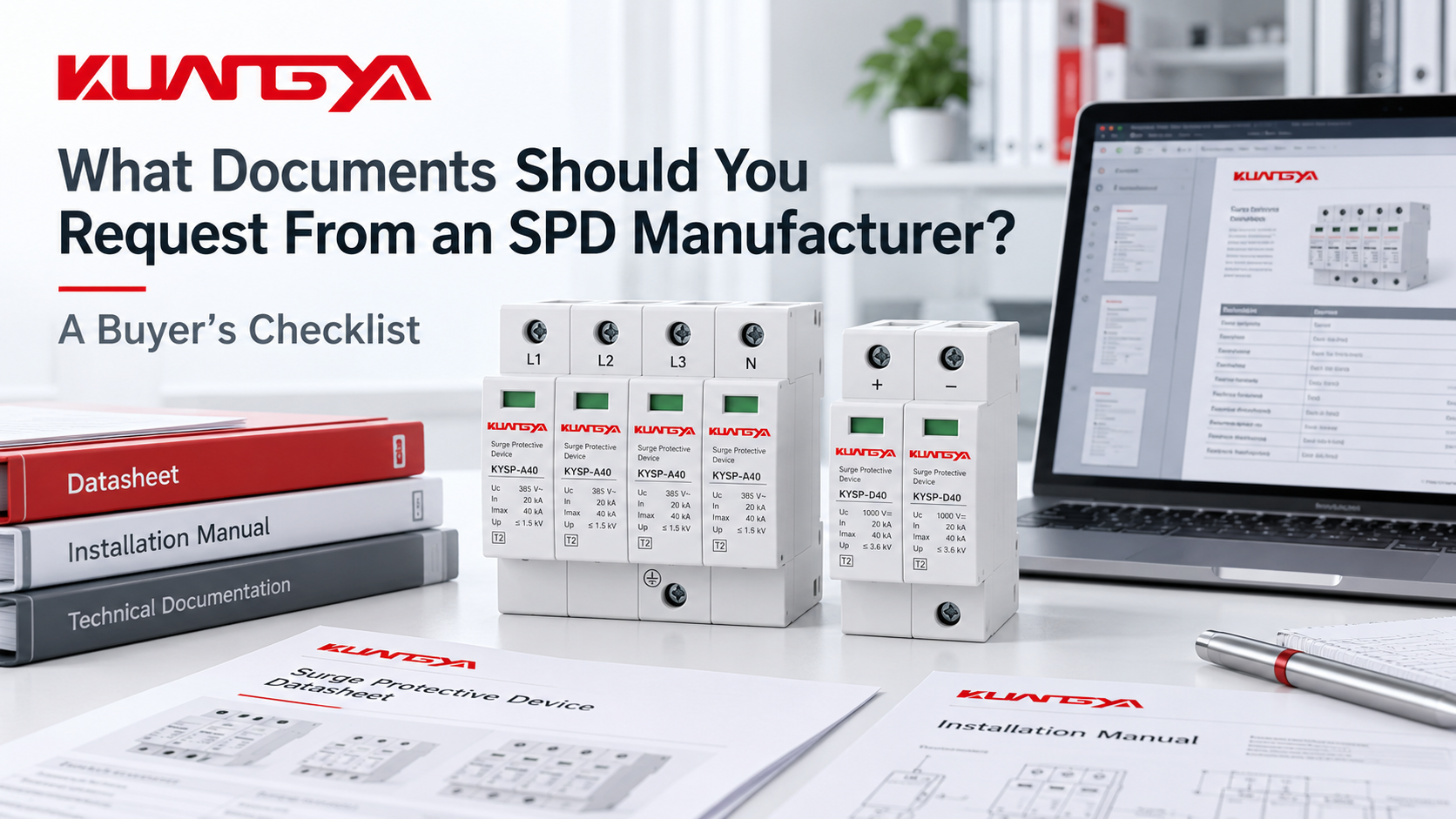 KUANGYA surge protective devices with technical documents and article title about SPD manufacturer documents