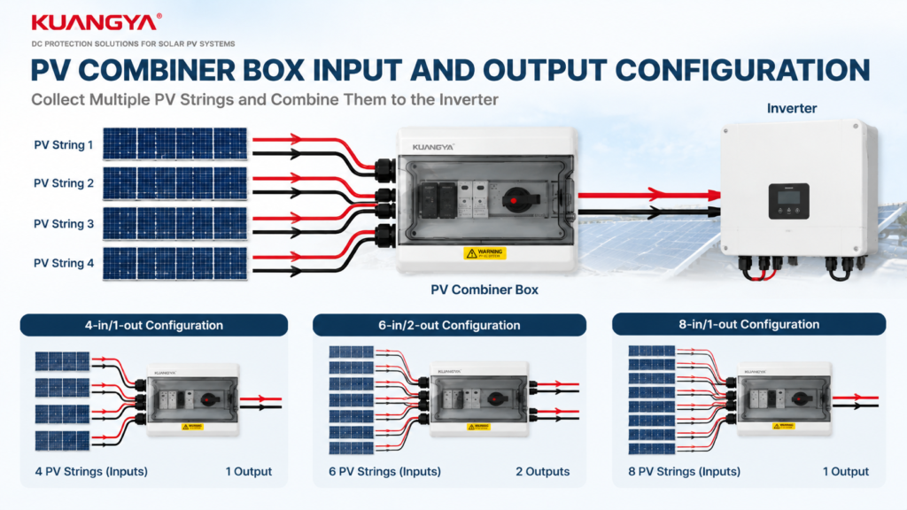 PV combiner box input and output configuration diagram