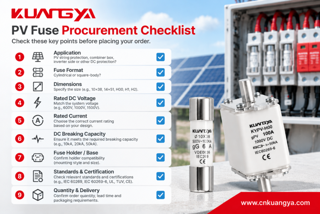 PV fuse procurement checklist for solar project buyers