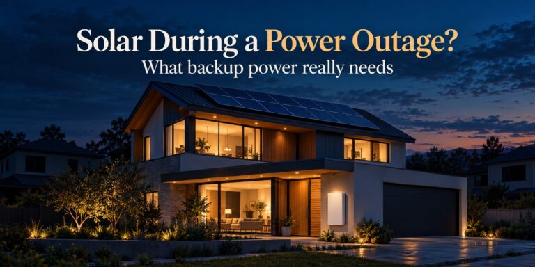 Solar panels and home battery illustrating backup power during a power outage