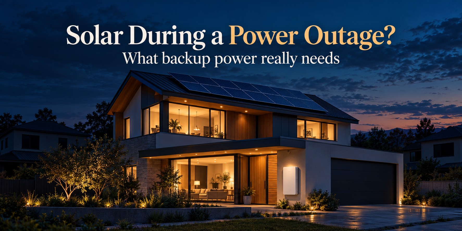 Solar panels and home battery illustrating backup power during a power outage