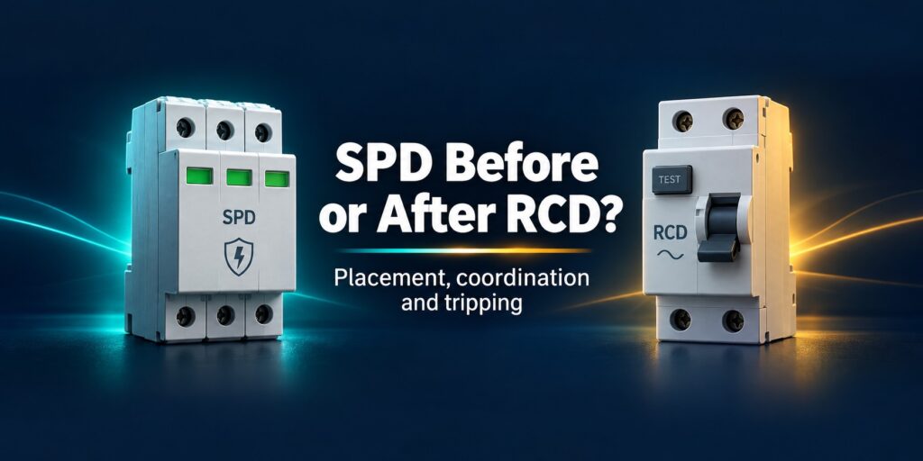 SPD before or after RCD: illustrated surge protective device and residual current device
