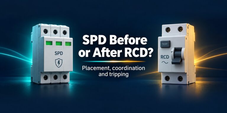 SPD before or after RCD: illustrated surge protective device and residual current device