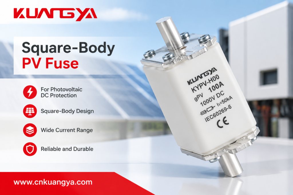 Square-body PV fuse product for photovoltaic DC protection